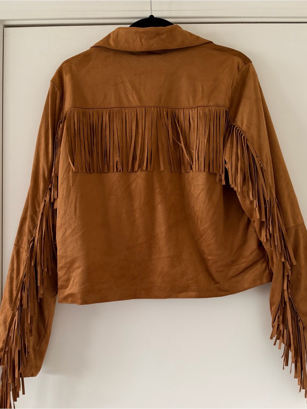 Universal Thread Women’s Tan Brown Western Fringe Faux Suede Button-Front Jacket - Picture 8 of 9